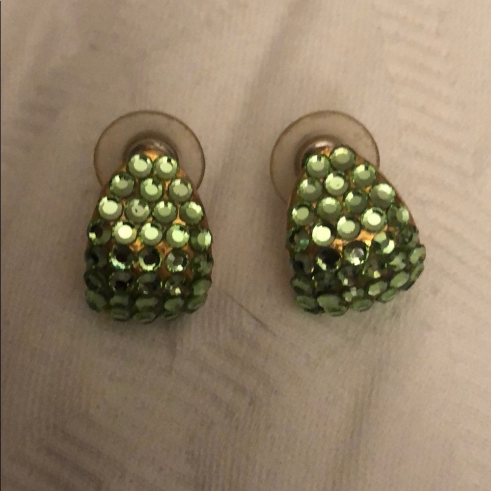 Citrus green Swarovski cuff earrings